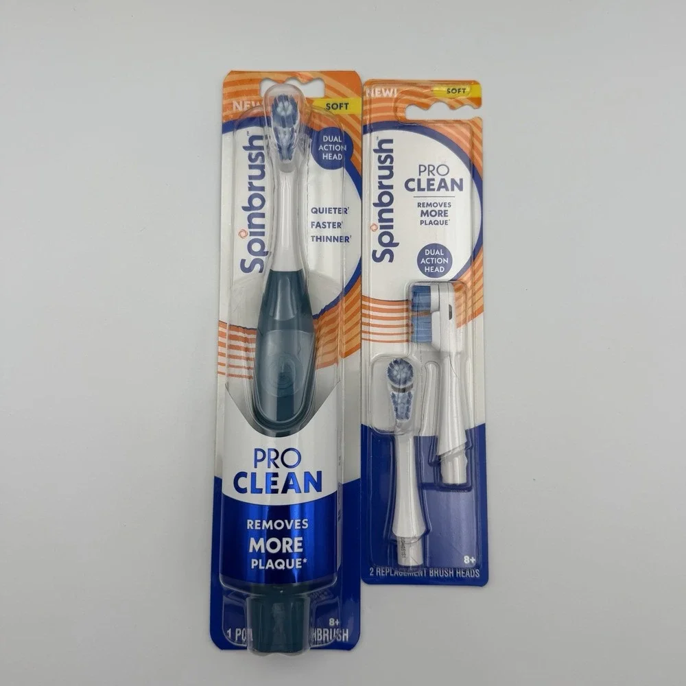 (1) Spinbrush Pro Clean Battery Powered Toothbrush & (1) Pack Replacement Heads
